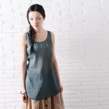 Женский жилет Mori топы летние простые повседневные хлопок o-образным вырезом Ретро жилет