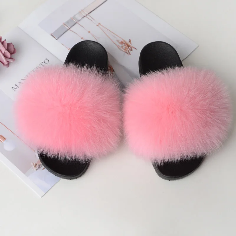 girl slides with fur
