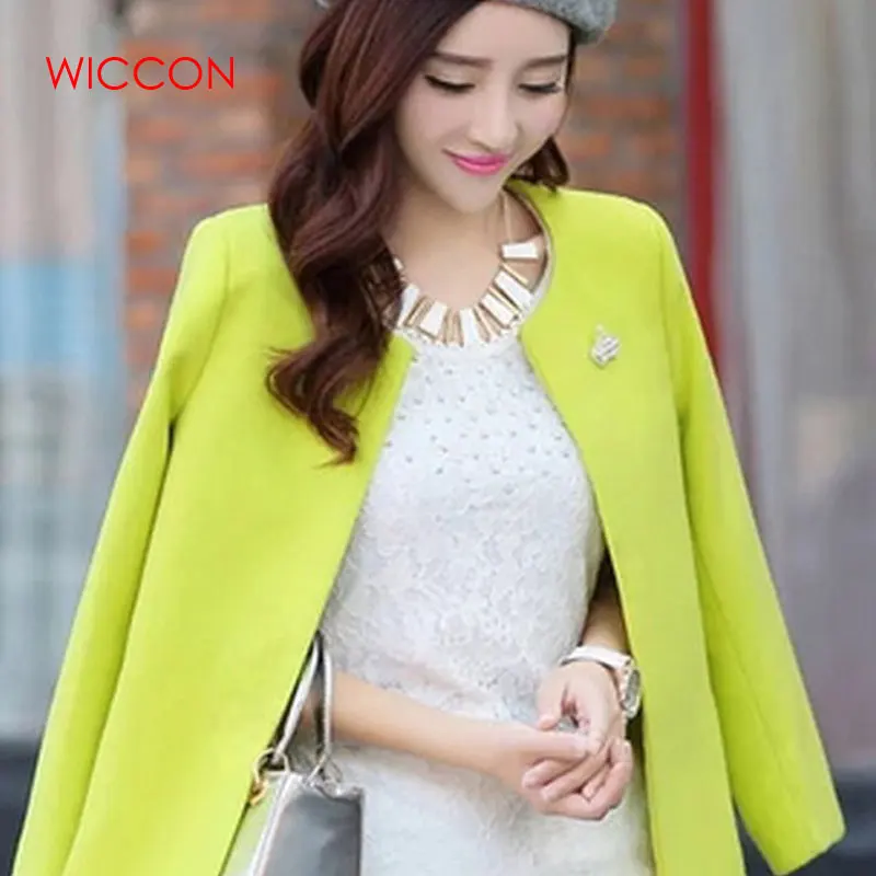 Модные женские пальто с круглым вырезом и длинными рукавами, одноцветные шерстяные свободные кардиганы, осенняя тонкая верхняя одежда