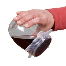 6 шт Еда обертывания многоразовый силикон сохранение продуктов в свежем состоянии герметичные крышки силиконовая герметичная вакуумная растягивающиеся крышки пленка для упаковки Организации