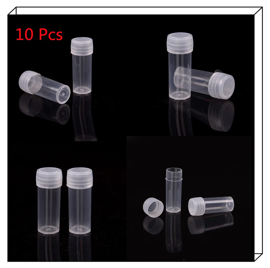 

10pcs 5ml Clear Refillable Bottles Practical Plastic Vials Sample Containers Test Tubes Bottles Powder Craft With Screw Caps