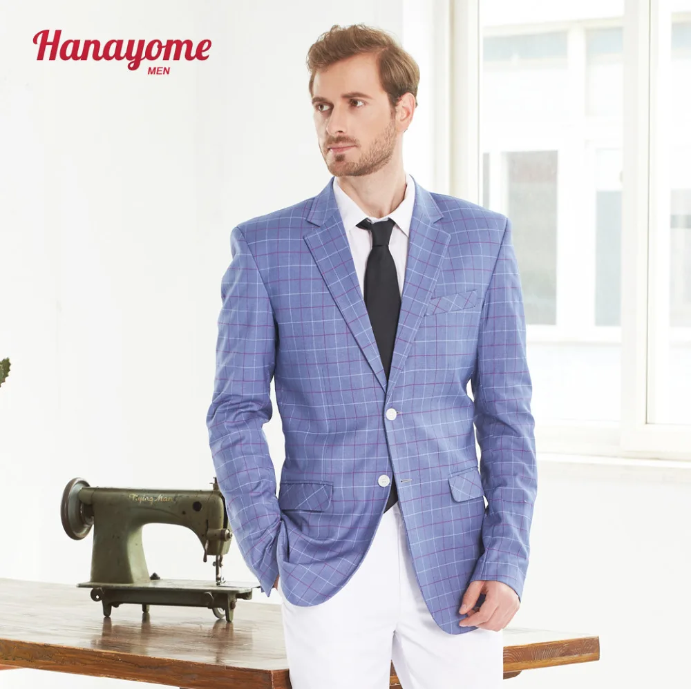 Hanayome Mens Tailored Plaid Suits 2017 Elegant Purple Checked Business Party Suit Set (Jackets+Pants) Customize SI109