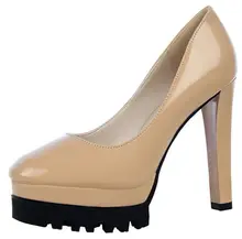 Size 4~8 Commuter Autumn Women Shoes Round Toe Nude High Heels Shoes Women Pumps zapatos mujer (Check Foot Length)