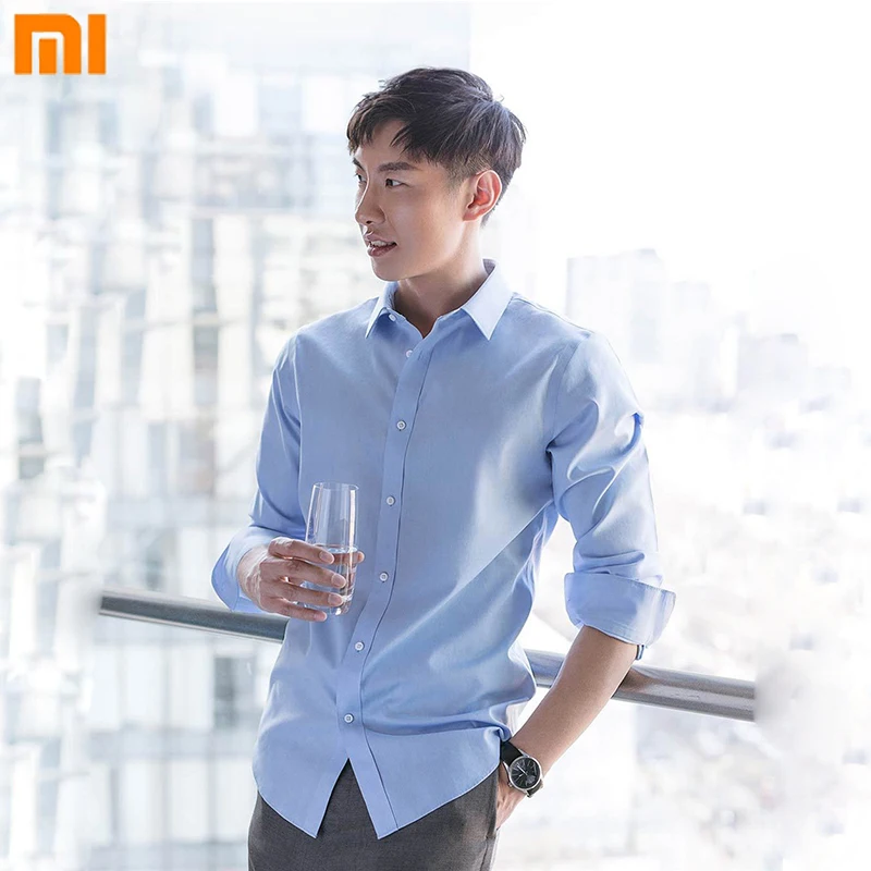 Xiaomi 90 забавная Мужская рубашка, не гладильная, длинный рукав, мягкий хлопок, приталенная, повседневная, модная, бизнесмен, не мнется, рубашка, одежда