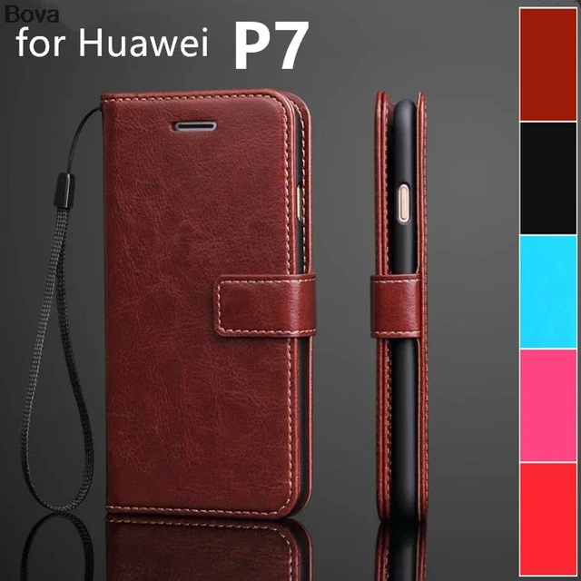 Cheap Fundas for Huawei P7 card holder cover case for Huawei Ascend P7 Pu leather case wallet Case flip phone cover phone bags