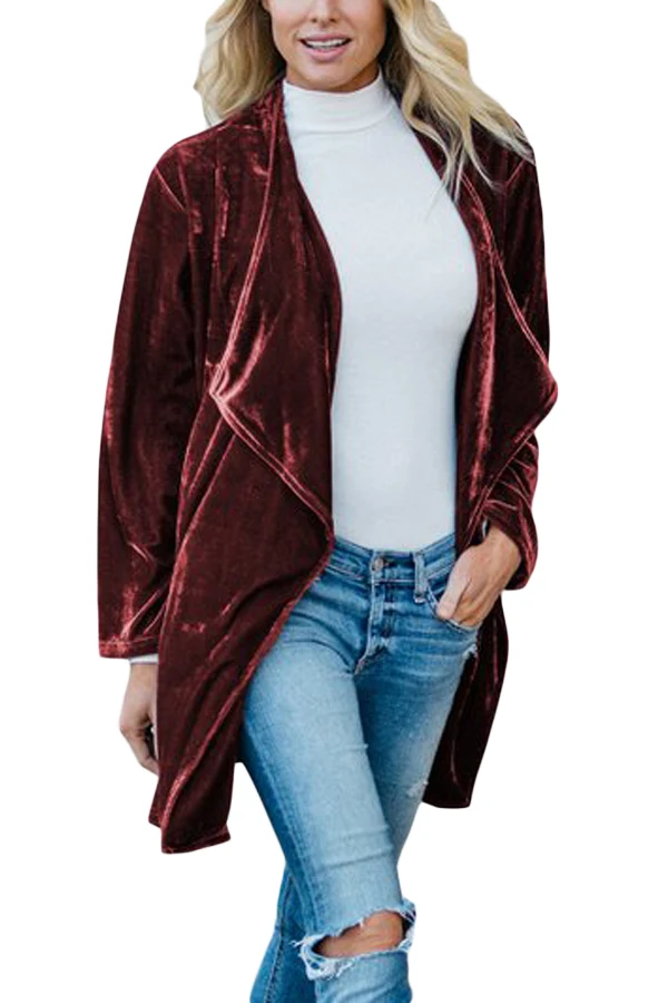 Russet-Draped-Open-Front-Velvet-Jacket-LC85253-3-2