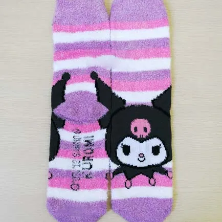 Уникальные пушистые носки koomi фиолетовые пушистые носки с мультяшным принтом милые гетры Лолита в японском стиле подарок 2 пары/партия - Цвет: UNUQUE KUROMI