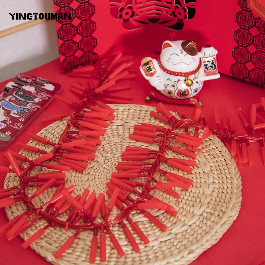 

YINGTOUMAN 2pcs/lot 1.5m 156LED Lights 2018 New Year LED Firecrackers Light Opening Holiday Red Fireworks Light LED String Lamp