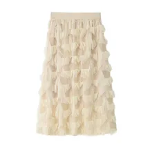 Новинка года; юбка с бахромой и перьями; женские длинные юбки с высокой талией