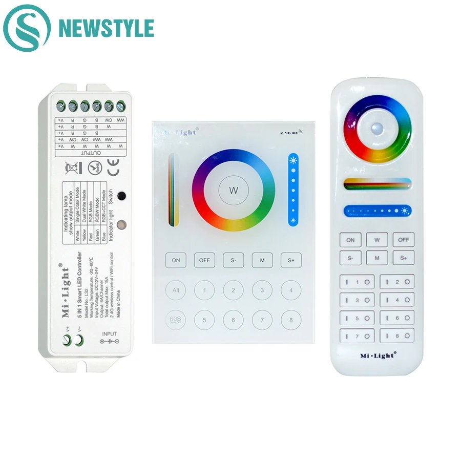 

Milight 2.4G Wireless Remote Control 8 Zone RF Dimmer Smart Touch Panel Wall Mounted 5in1 LED Controller For RGB CCT LED Strip