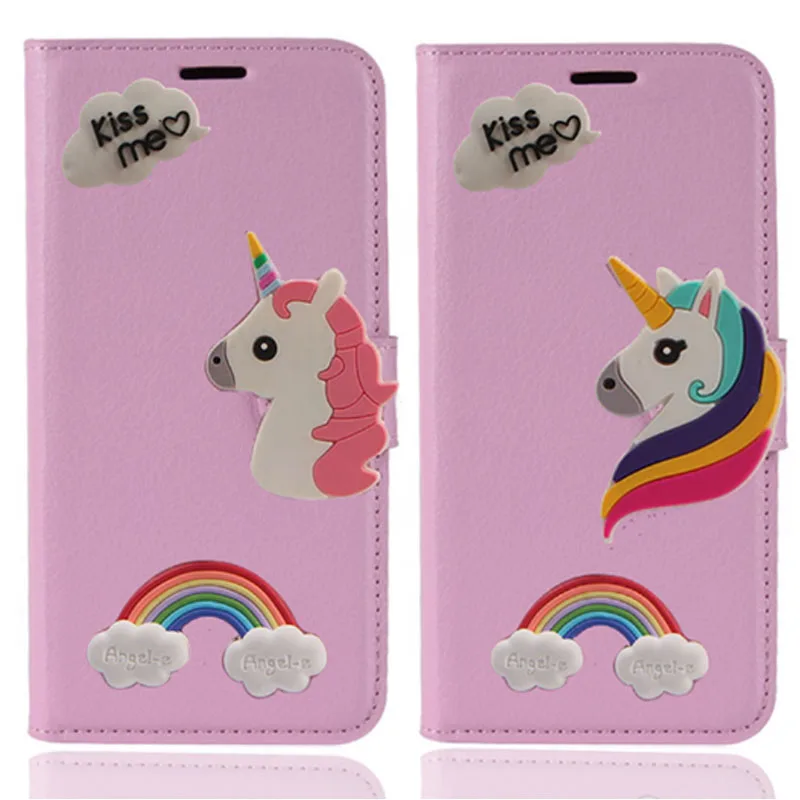 

YeLun Fashion Pink Rainbow Unicorn PU Leather Case For Wiko View Max GO 2 XL Cover Card Holder Stand Case Cover Coque Fundas