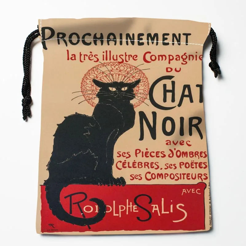 

New Arrival Le Chat Noir Drawstring Bags Custom Storage Printed Receive Bag Type Bags Storage Bags Size 18X22cm