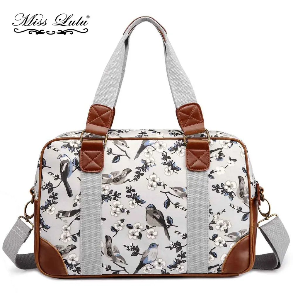

Miss Lulu Women Overnight Maternity Travel Handbags Bird Flower Large Shoulder Bags Tote Cross Body Messenger Satchel YD1106