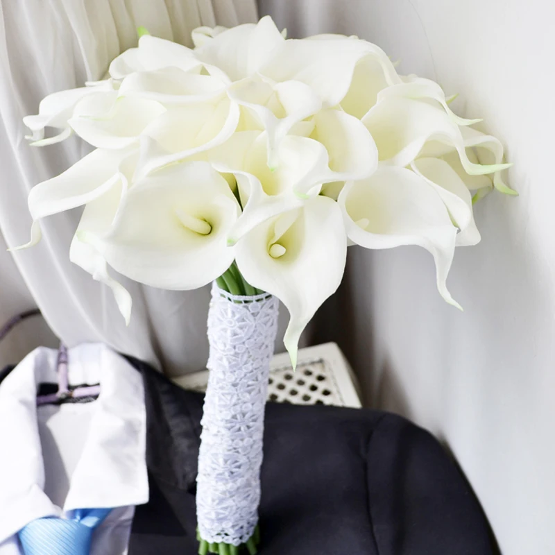 Diy Gaya Baru Pu Calla Lily 30 Bouquet Simulasi Tangan Memegang Bunga Pernikahan Bunga Pengantin Pengiring Pengantin Memegang Bunga Flower Wedding Calla Lilyflower Flower Aliexpress