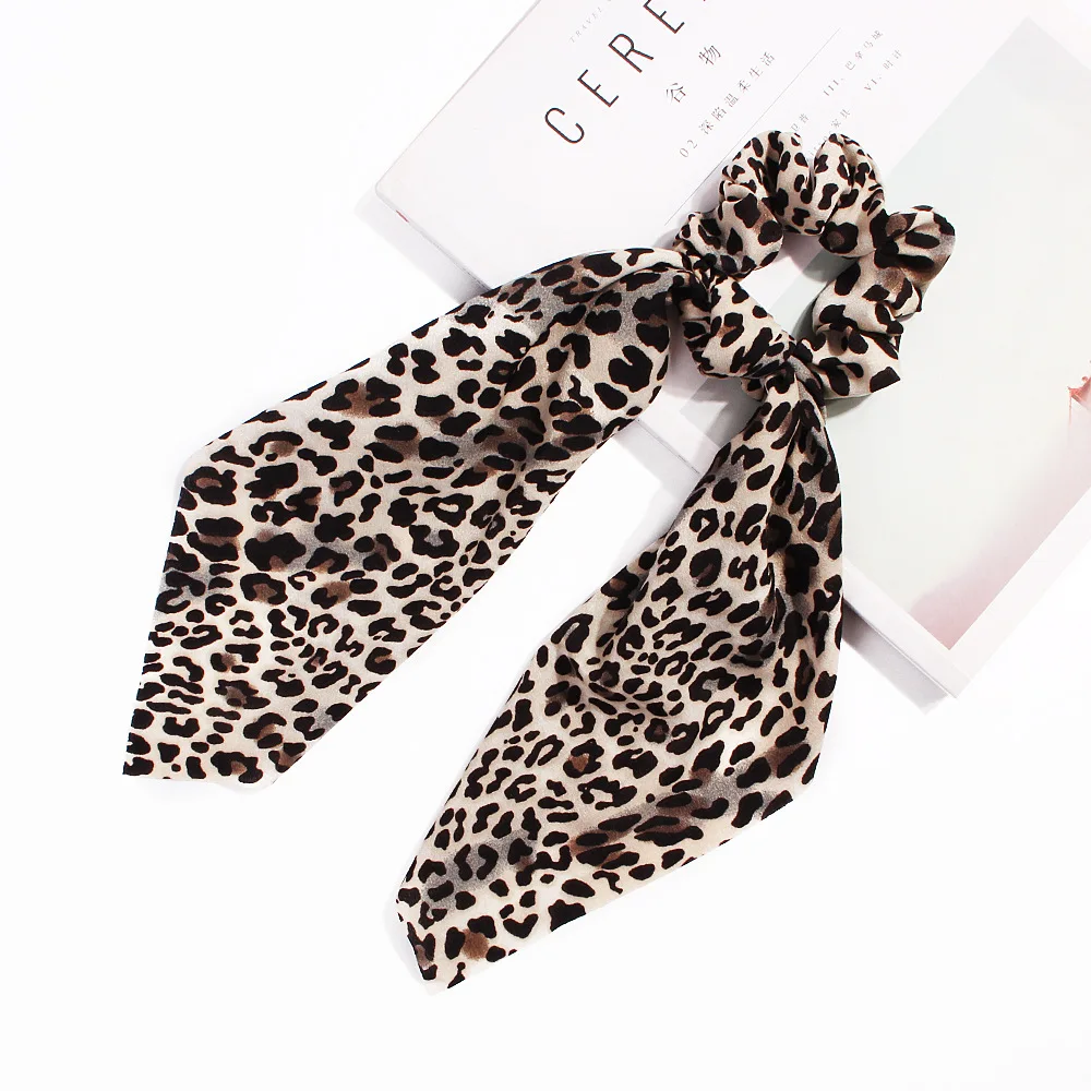 Резинка для волос шарф Леопардовый принт конский хвост держатель Cheetah шарфы лента для волос змеиная кожа Печатный квадратный шарф резинки для волос - Цвет: 63