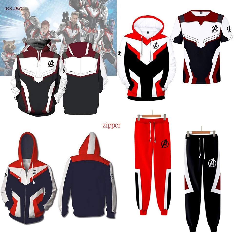

marvel Avengers Endgame Quantum Realm Cosplay Costume 3d Hoodies Men women Hooded Avengers Zipper End Game Sweatshirt Jacket