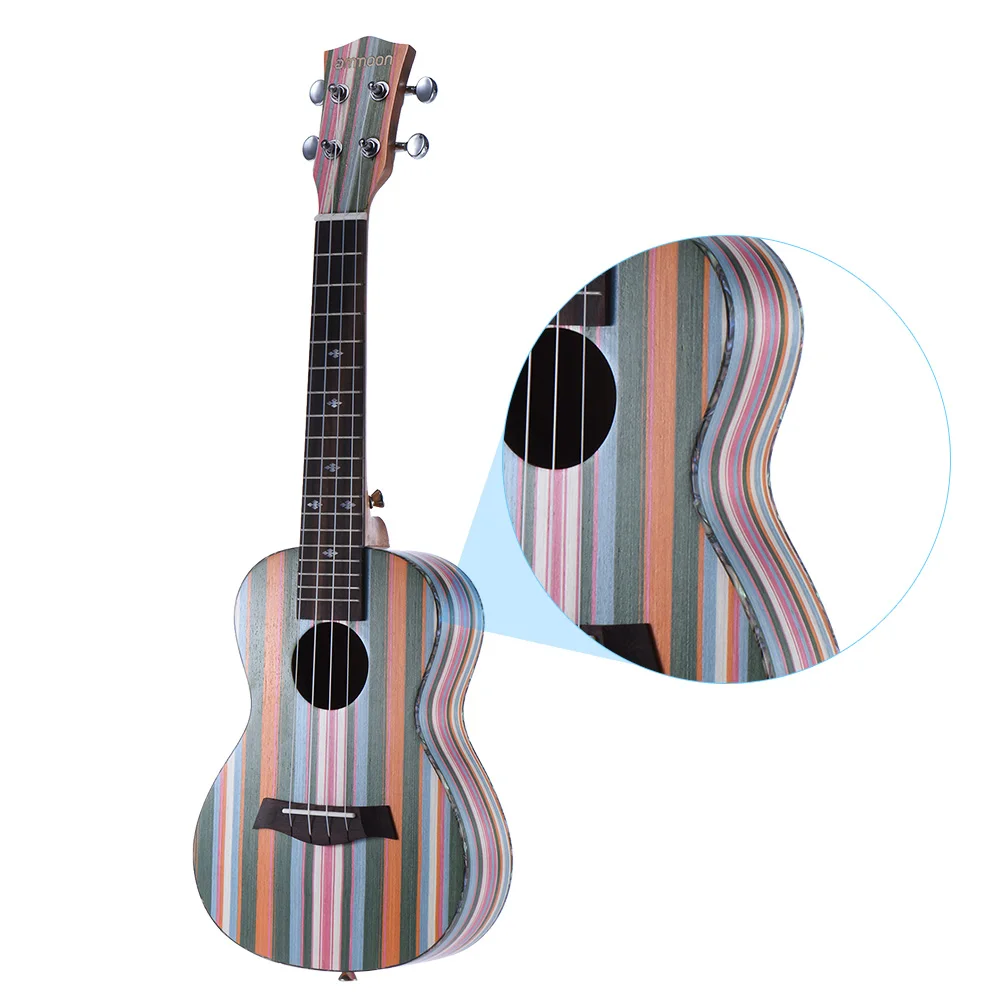 Ammoon Раскрашенная 2" Акустическая Гавайские гитары Укулеле сопрано Ukelele деревянный 18 Лады 4 Strings okoume Средства ухода за кожей шеи палисандр гриф