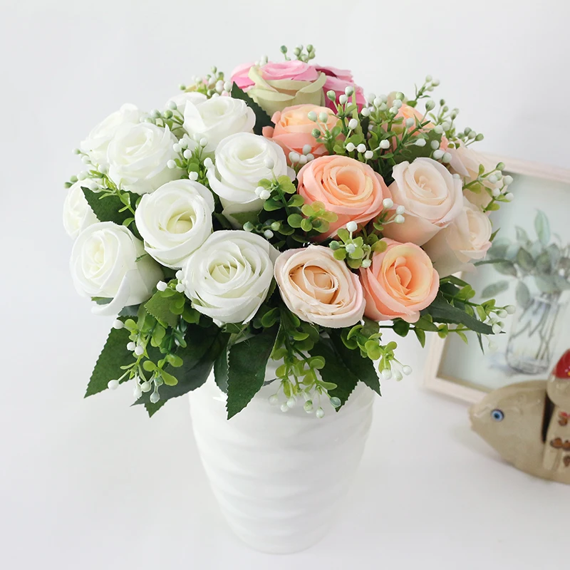 JAROWN искусственные 10 головок розы Букет Моделирование Шелковые искусственные цветы День Святого Валентина свадебное оформление букета домашний декор