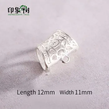 

1Pc 12x11mm 925 Sterling silver color Hollow Pattern Tube Connectors With Hang Ring For Necklace DIY Jewelry Makings 92549