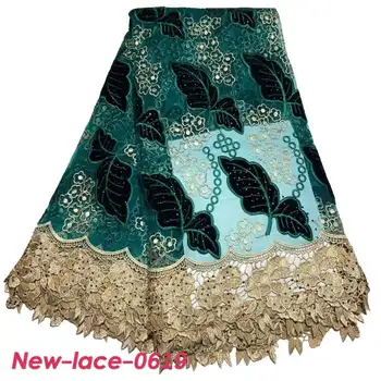 

New African Lace Fabric Embroidered Nigerian Guipure for Wedding High Quality 2019 French Tulle Lace Fabric with Stones b001