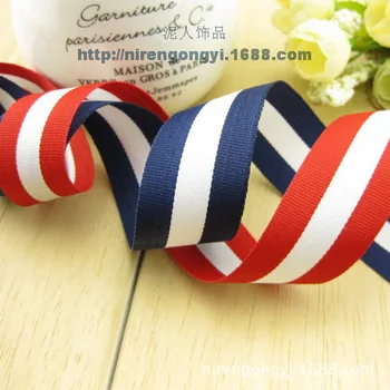 

25mm Navy Style Polyester Ribbon DIY Manual Stripe Satin Ribbon Woven tape Bowknot Hair accessories 10M/Lot
