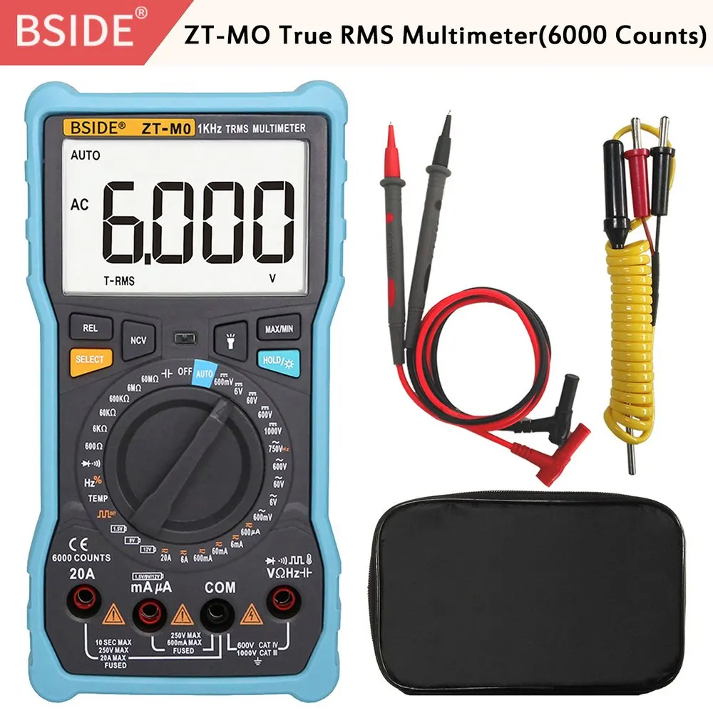 

ZT-M0 Dual Mode Digital Multimeter Tester 6000 Counts Button AC/DC Voltage Current Temperature Frequency Auto/Manual Ammeter