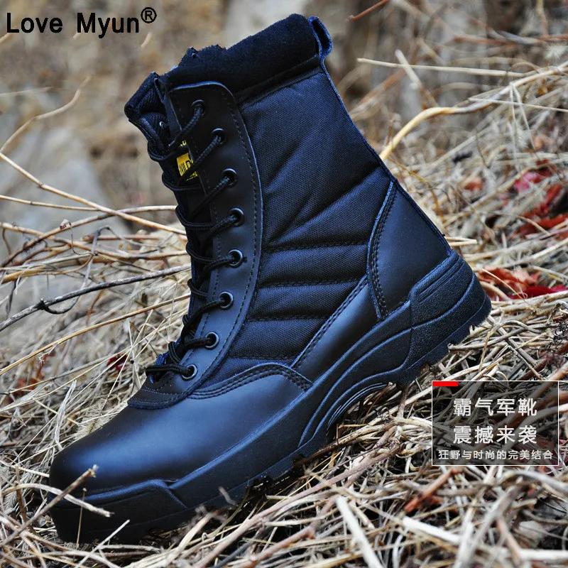 Military Tactical Boots Men Breathable Canvas Lace Up Safety Casual Shoes Black Desert Combat
