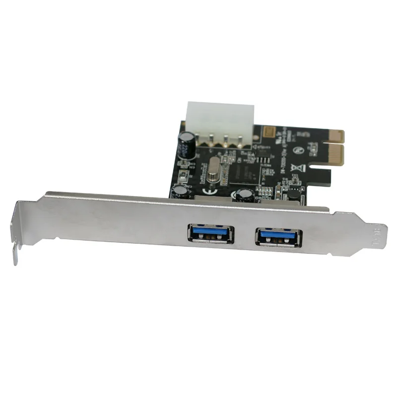 Caliente-2-Puerto Usb 3,0 Superspeed Pci-E Pcie Pci Express 4-Pin de expansión Ide adaptador de conector Pci-E A Usb3.0 añadir en la tarjeta con Lo