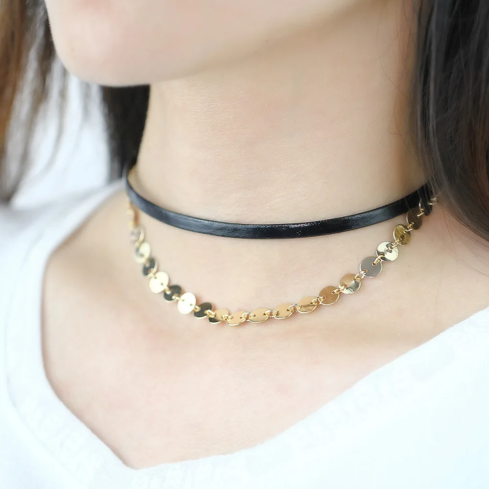 Steampunk 2 Слоя Черный Лента Chocker Ожерелье Женщины Ювелирные Изделия Нагрудник Колье