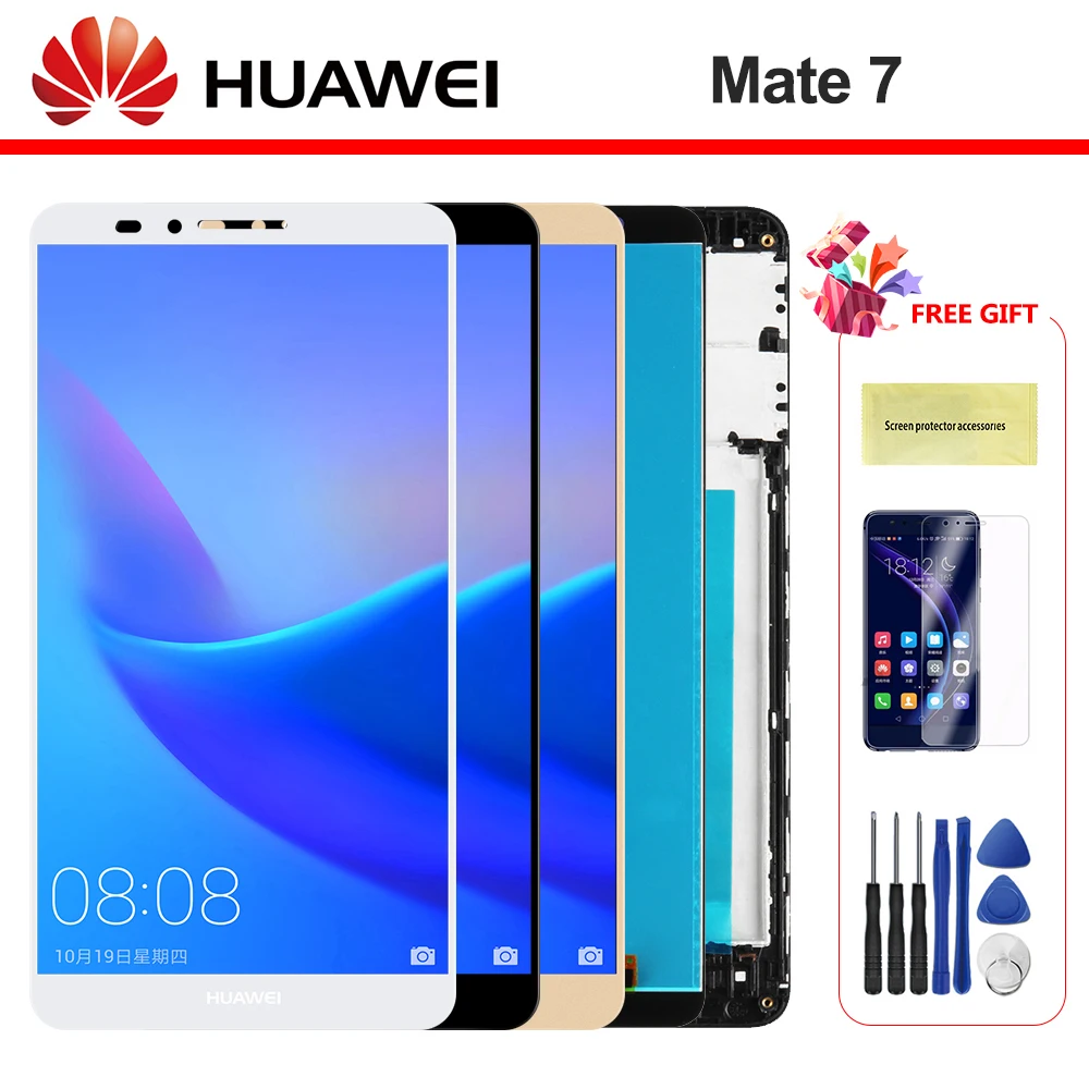 6,0 ''дисплей для huawei mate 7 ЖК-дисплей сенсорный экран дигитайзер с рамкой для huawei Ascend mate 7 Дисплей запасные части