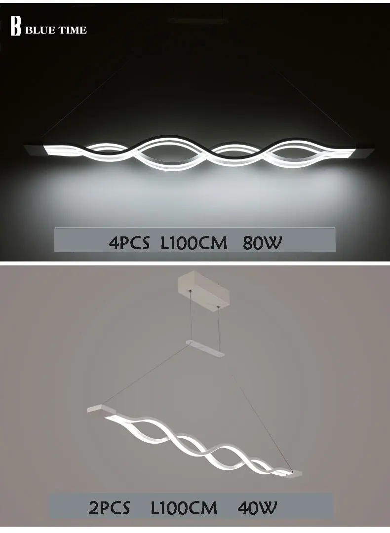 L120 100 см современный светодиодный подвесной светильник для столовой, гостиной, кухни, светильники, черно-белый простой светодиодный подвесной светильник, Подвесная лампа