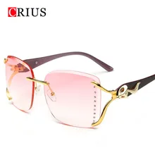 T Marca CRIUS nuevas mujeres gafas de sol de las mujeres gafas de sol de cristal gafas Sin Montura de gafas gafas de sol mujer grande de la vendimia marco
