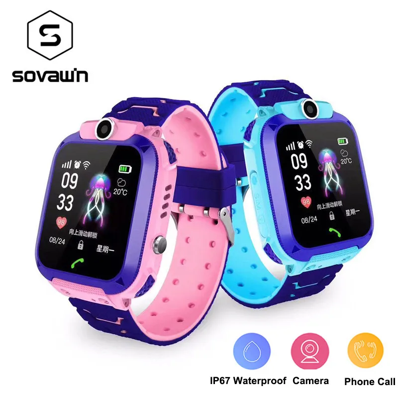 S12 Smart Uhr Kinder IP67 Wasserdichte Sport Smart Uhr Android Kinder SOS Anruf Smartwatch mit Kamera SIM Karte HD Touch bildschirm-in Smart Watches aus Verbraucherelektronik bei