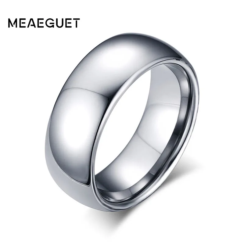 Meaeguet Men's Wedding Ring High Polished Wedding Bands Tungsten Carbide Ring 8mm Engagement Jewelry