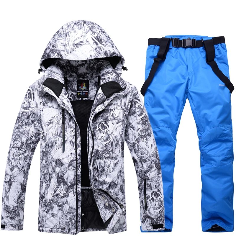 

Warm Up -30 Degrees Ski Jacket Pants For Men Waterproof Winter Men's Mountain Skiing Suit Windproof Snow Clothing Male Printed