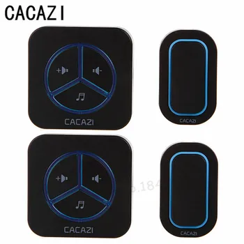 

Black/White EU US Plug LED Wireless Doorbell 48 Ring Chime Waterproof Door Bell AC220V With 2 Push Button +2 Receivers 2V2