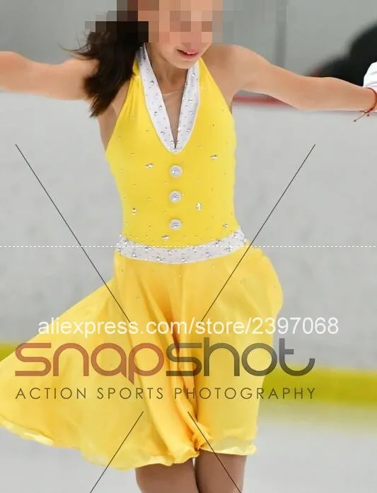 

Платье для фигурного катания для девочек желтое женское платье для фигурного катания взрослый костюм для соревнований по фигурному катанию платья Бесплатная доставка G38