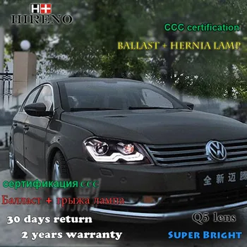 

Hireno Headlamp for 2013-2015 Volkswagen Magotan Headlight Assembly LED DRL Angel Lens Double Beam HID Xenon 2pcs