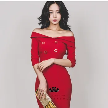 

Autumn Maxi Women Dress 2018 Office Ladies Bodycon Bandage Rode Sexy Party Vintage Pencil Dress Red Dresses New Ukraine Sundress