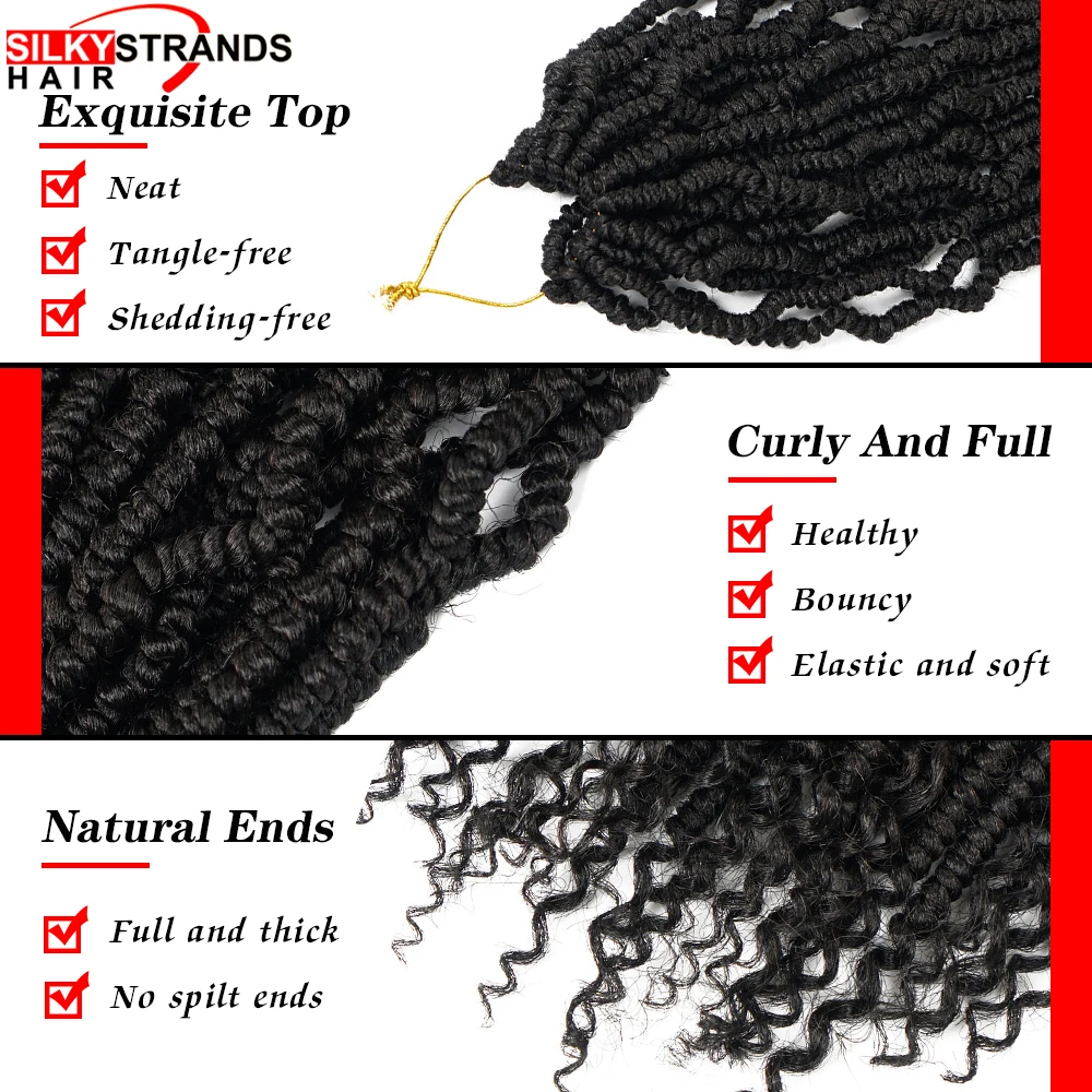 Burgundy Fluffy Passion Twist Hair Braiding 24strands/pack Synthetic Bomb Spring Curly Twist Crochet Hair