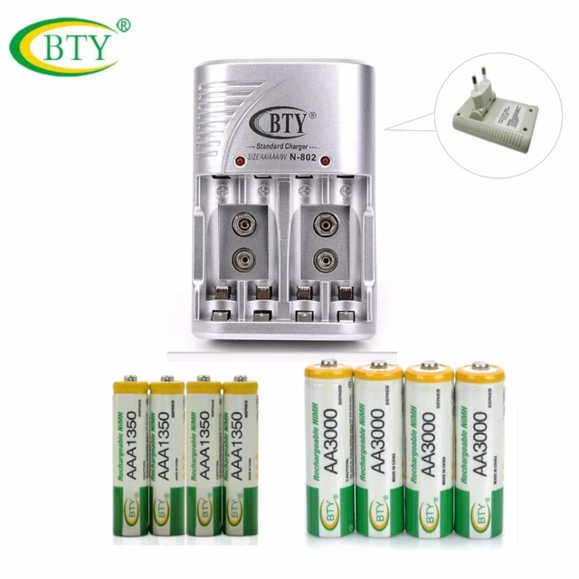 4 AA + 4 AAA 1000mAh 3000mAh 1.2V NI-MH BTY Rechargeable Battery + USB  Charger