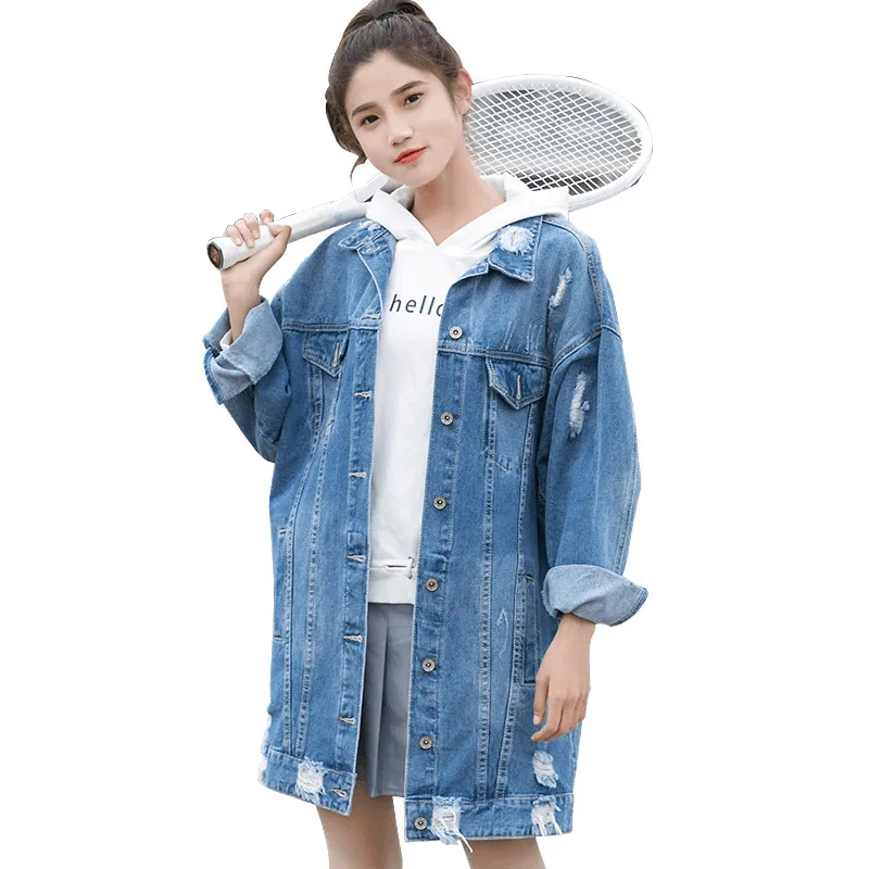Women Oversized Cowboy Jacket Denim Windbreaker New 2019 Spring Autumn Fashion Jackets Coats Loose Super Long Jeans JacketYH133 Women Oversized Cowboy Jacket Denim Windbreaker New 2019 Spring Autumn Fashion Jackets Coats Loose Super Long Jeans JacketYH133