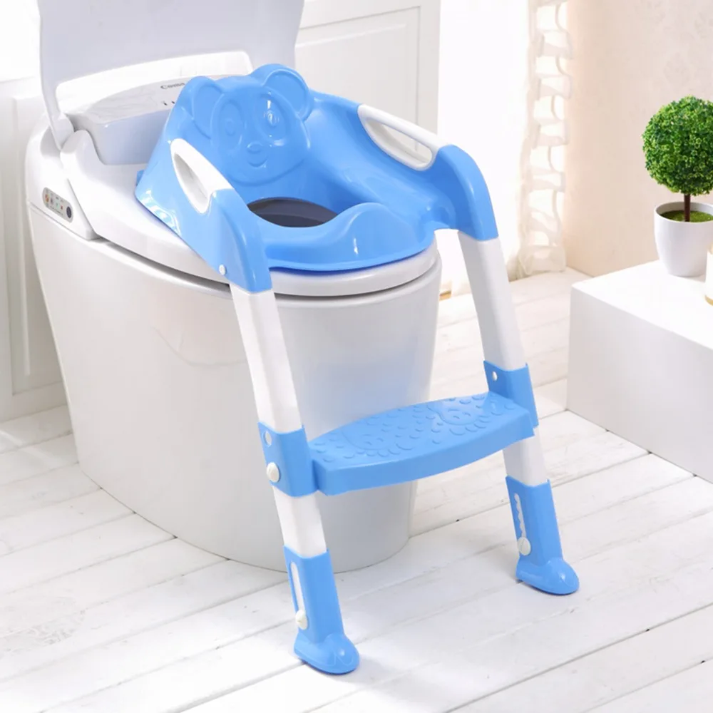 

Baby Toddler Potty Toilet Trainer Safety Seat Chair Step with Adjustable Ladder Infant Toilet Training Non-slip Folding Seat Red