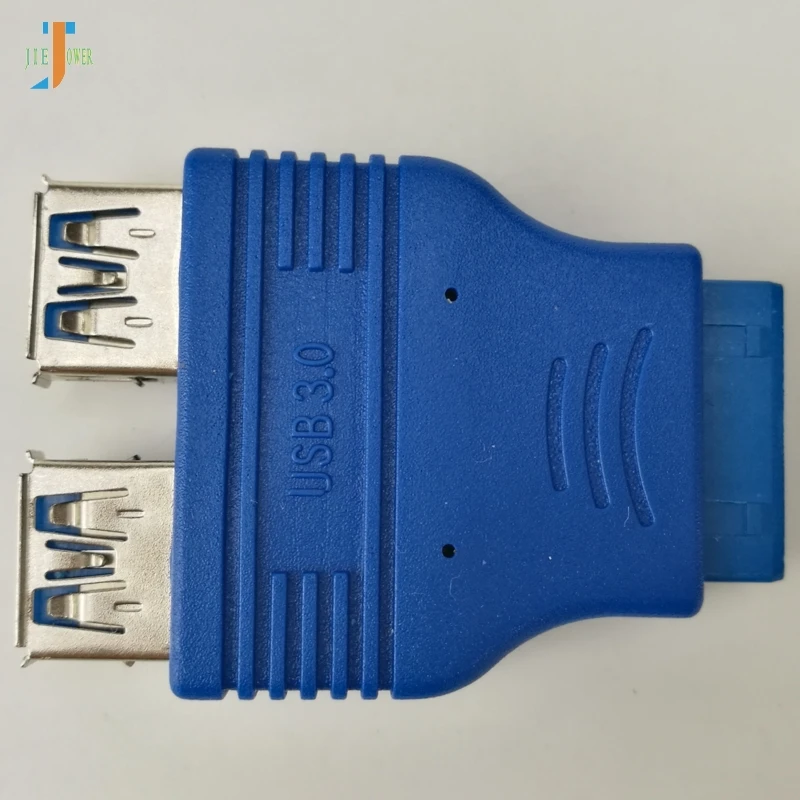 

300pcs/lot High Quality 20 Pin to 2 USB 3.0 USB3.0 Female Cable Adapter Conenector Computer Mainboard 19Pin to USB Adapter