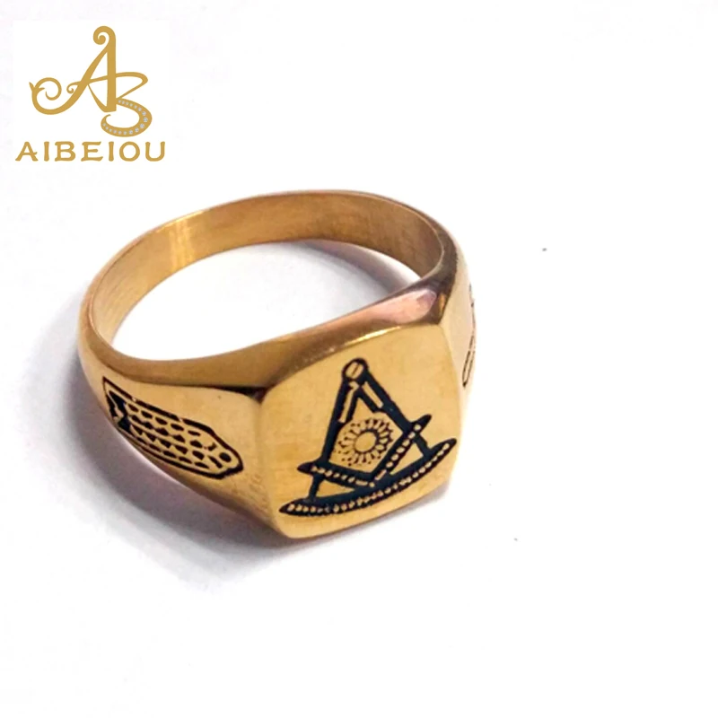 Масонское кольцо из нержавеющей стали 24K Aibeiou 316L|Кольца| |