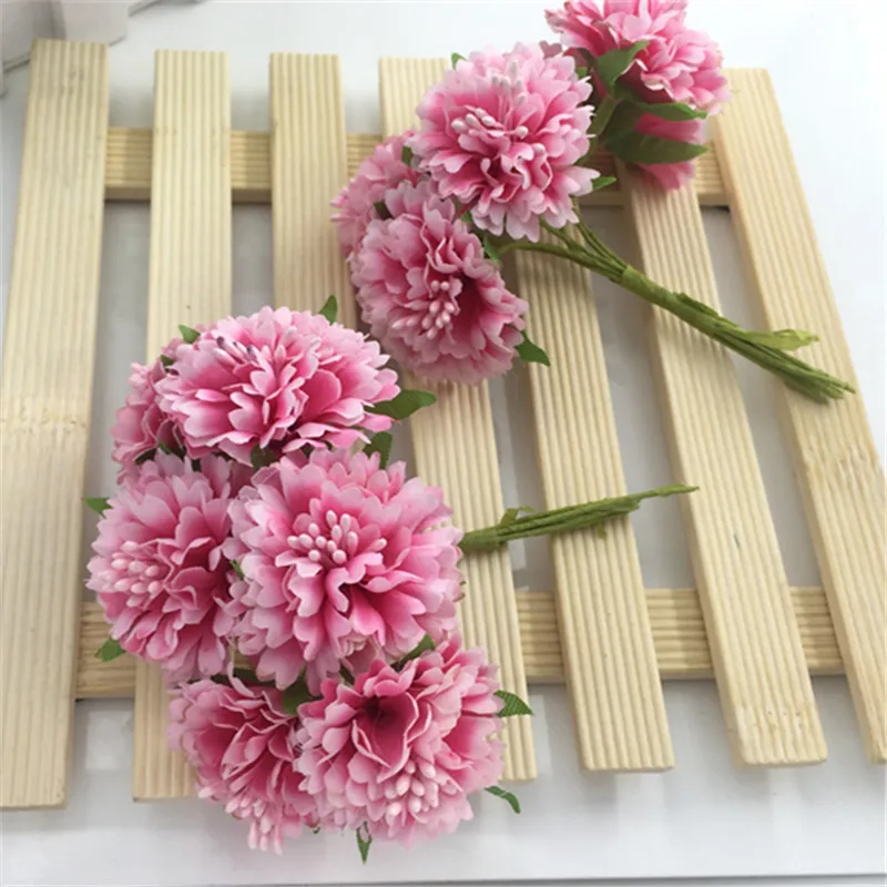 DIY имитация шелка цветок Хризантема вишневый цвет аксессуары для волос Материал невесты головной убор Венок аксессуары 6 шт