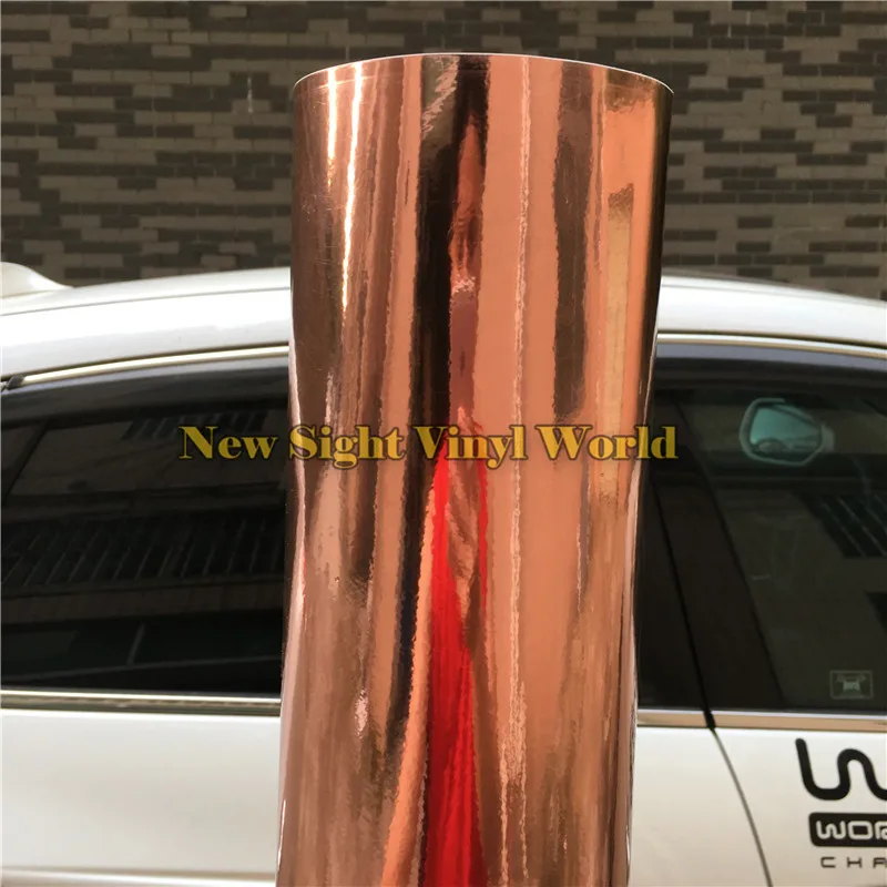 US $220.20 Best Quality Stretchable Mirror Rose Gold Chrome Vinyl Wrap Film For Car Wrapping Film Bubble Free