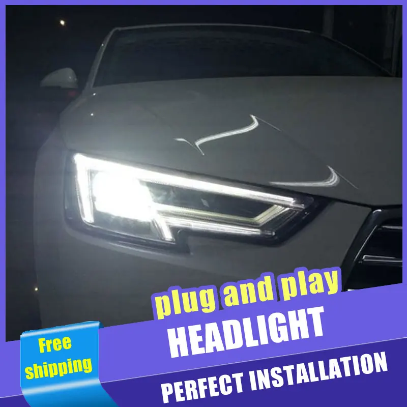 2 шт. автомобиль Стиль светодиодный фары для автомобиля Audi A4 2016 2019 налобный фонарь