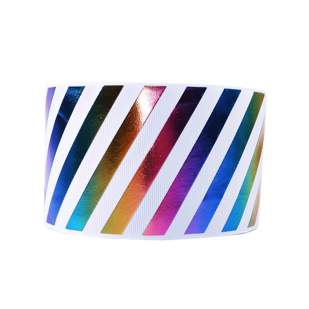 

David accessories 3'' 75mm colorful silver stripe ribbon 50 yards,DIY Christmas St. Patrick handmade materials,50Yc4735