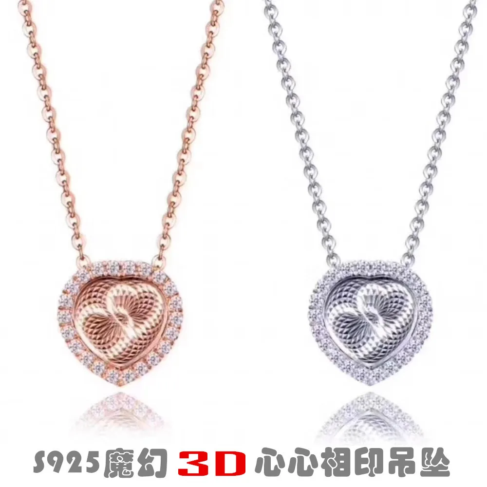3D heart necklace woman 100% 925 Sterling silver nacklace Jewellery Clavicle chain pendant charms gift
